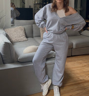 Jogging en coton à bas élastiqué - Gris